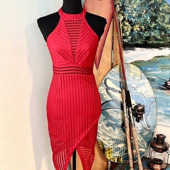 NWT, Luxxel, Stunning Vibrant,Rich Red Cocktail Dress, Small - Picture 10 of 14